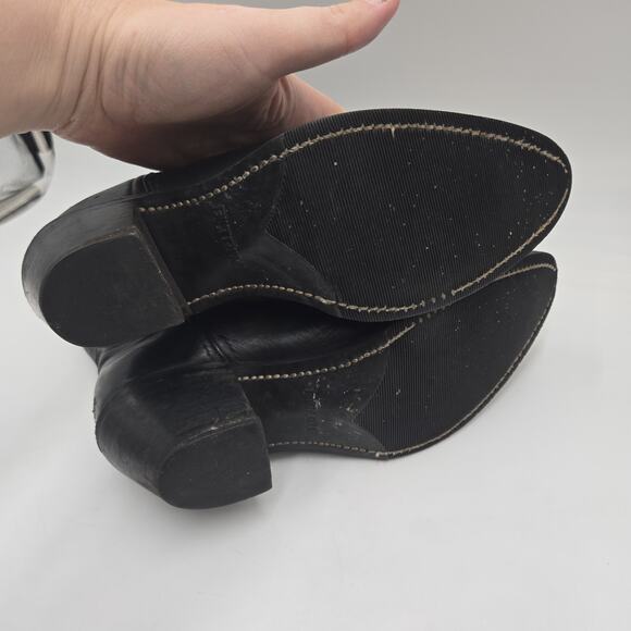 Vintage Mens Cowboy Boots Black Leather sz 8 W Biltrite Metal Tip Pointed Toe - Picture 7 of 8